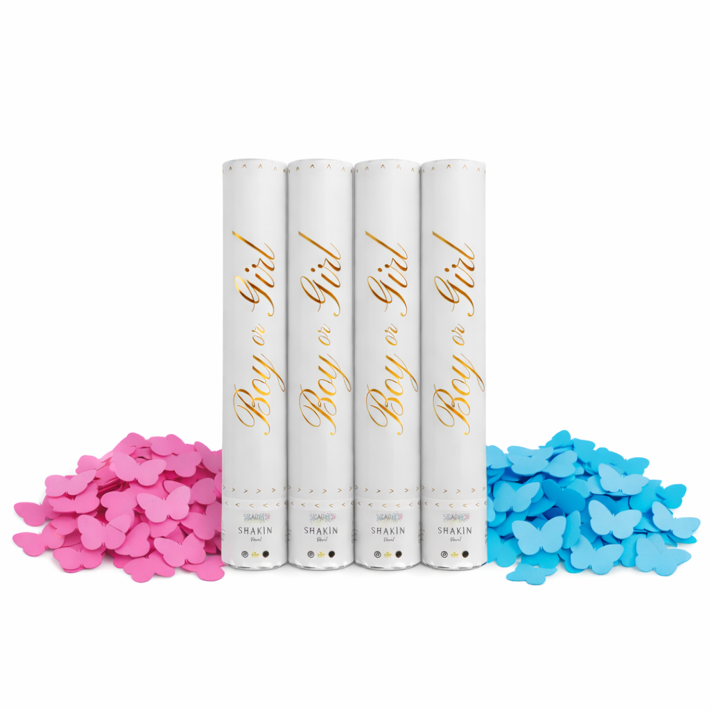 16” Butterfly Confetti Handheld Poppers Gender Reveal Party