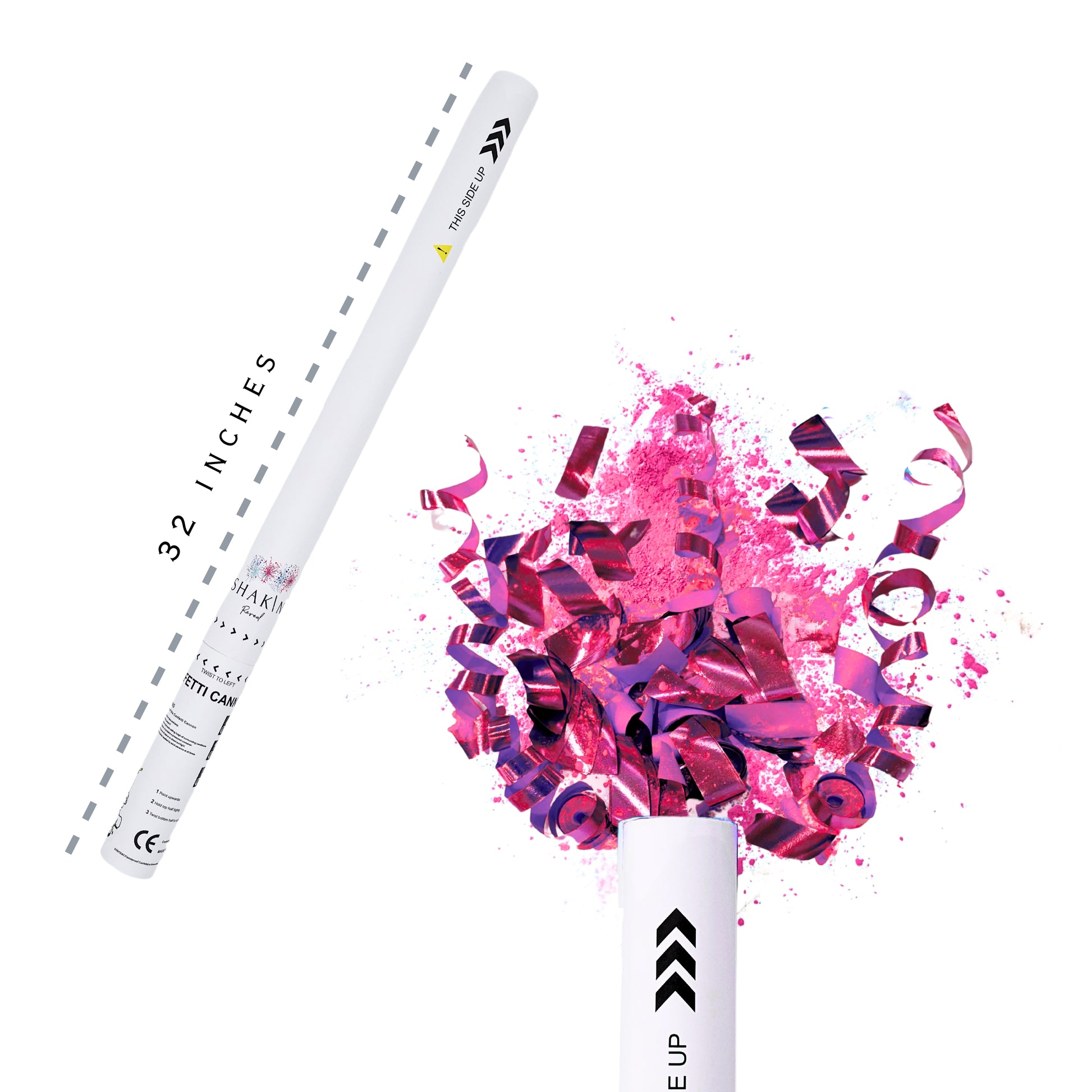 32” Pink Metallic Confetti, Streamer & Powder Cannon