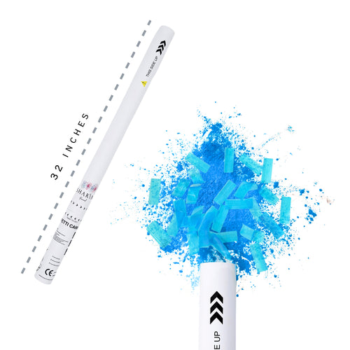 32" Blue Rice Paper Confetti + Powder Handheld Cannon