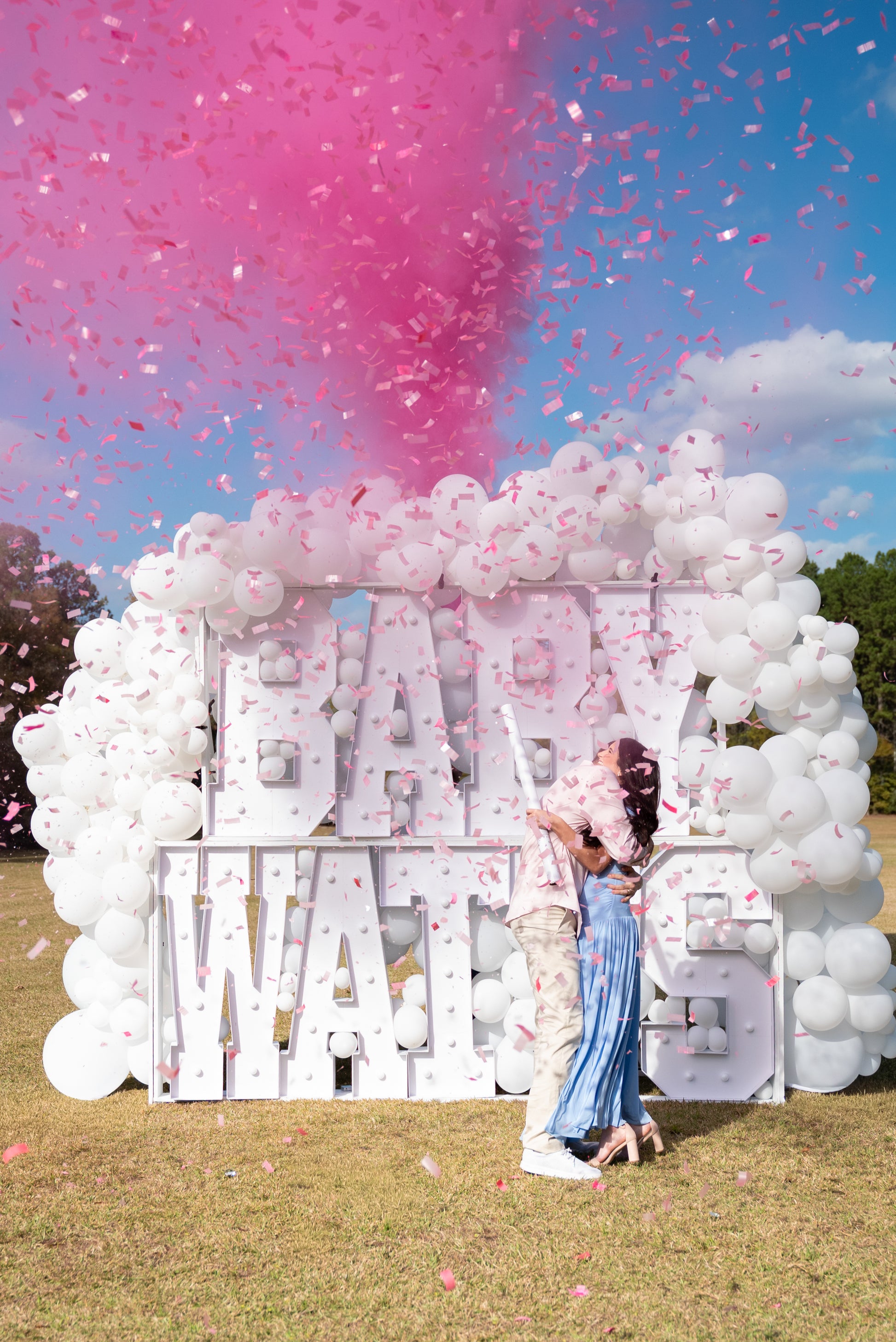 32" Pink Rice Paper Confetti + Powder Handheld Cannon